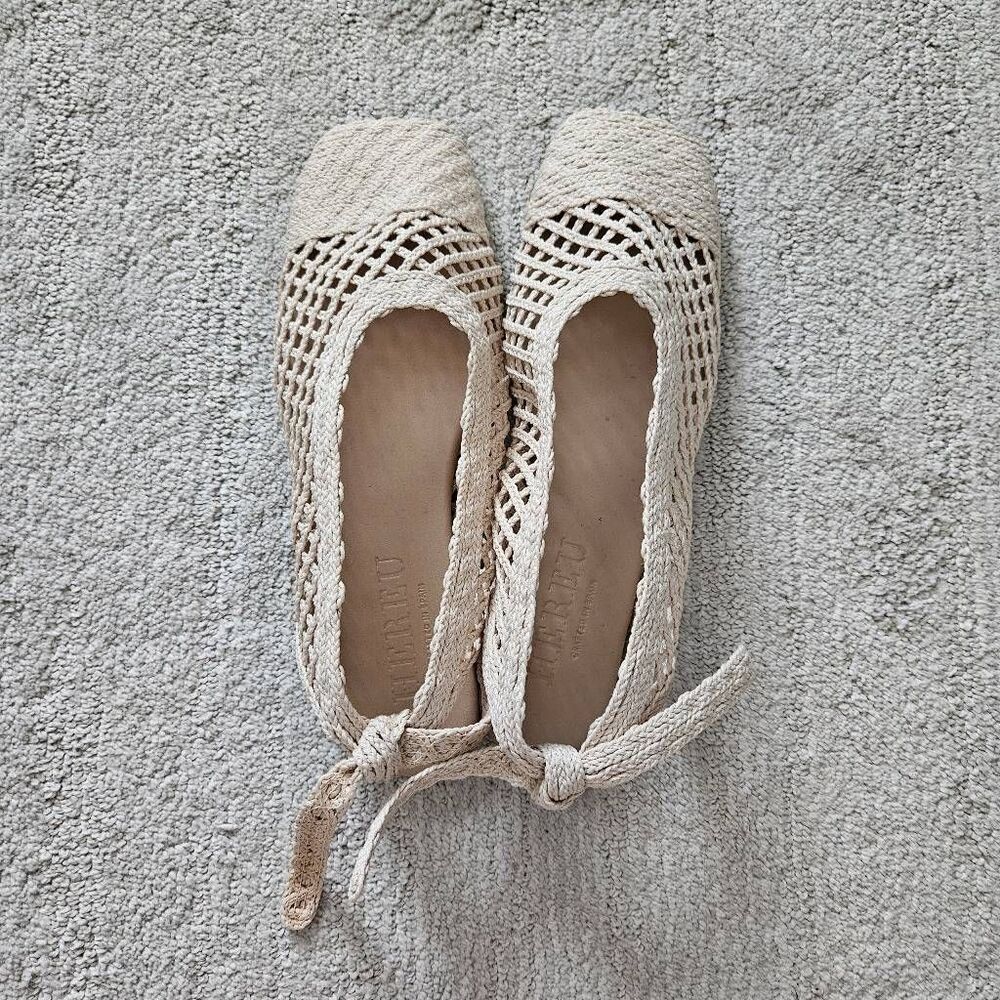 Hereu Loisa Woven Leather Slingback Sandal Size 38 in Cream
